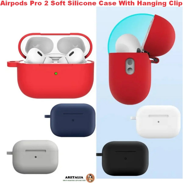 Airpods Pro 2 Soft Silicone Case With Hanging Clip (random Color)