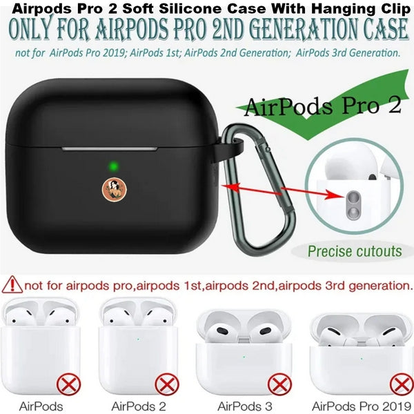 Airpods Pro 2 Soft Silicone Case With Hanging Clip (random Color)