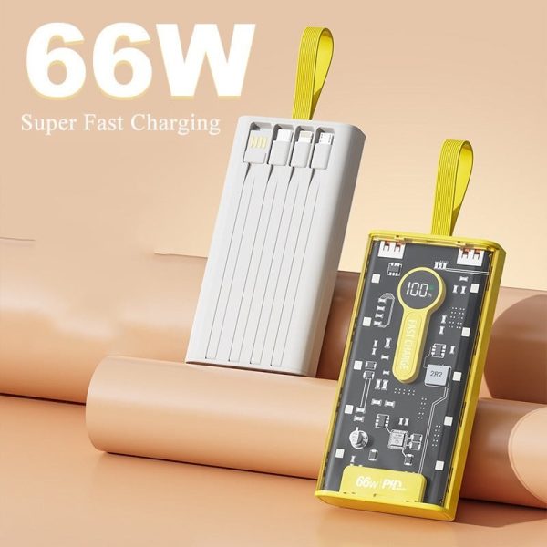 66w Fast Charging 20,000 Mah Power Bank With Cable (random Color)