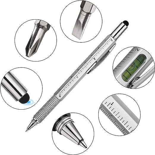 7 In 1 Tool Pen (stainless Steel Metal) Pen For Construction Tools, Gift Tool