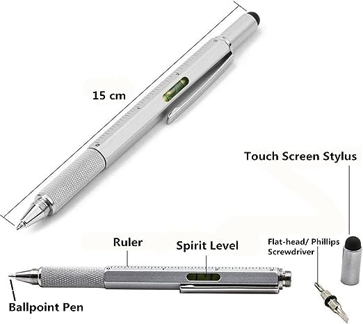 7 In 1 Tool Pen (stainless Steel Metal) Pen For Construction Tools, Gift Tool