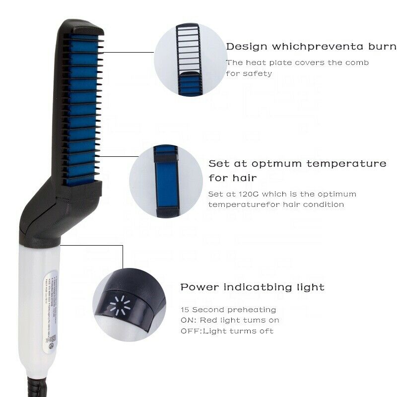 Hair Straightener Men Multifunctional Comb Curling Electric Brush Professional Hair Comb Brush Beard Straightener Hair Curler Fast Heating Styling Tools